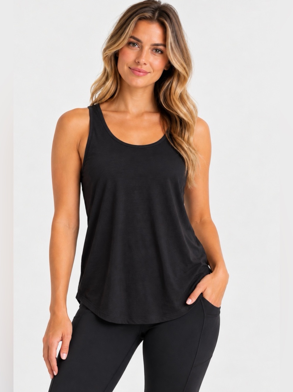 Athleta Black Scoop Neck Tank Top Size Medium